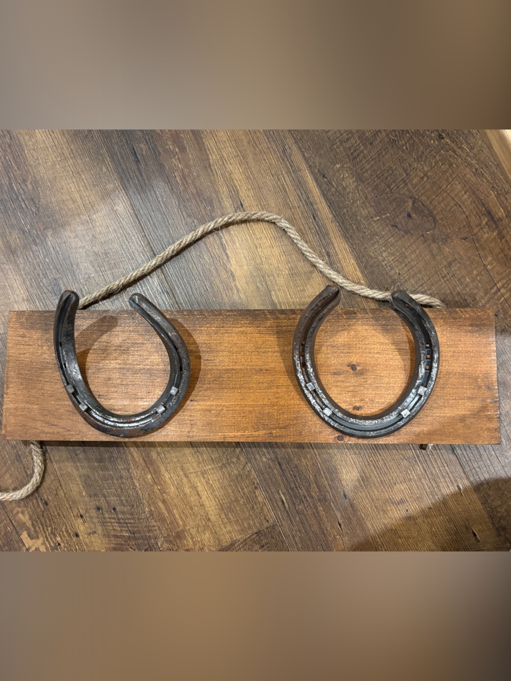 Handmade Rustic Horseshoe Wall Hook Decor - Black & Brown